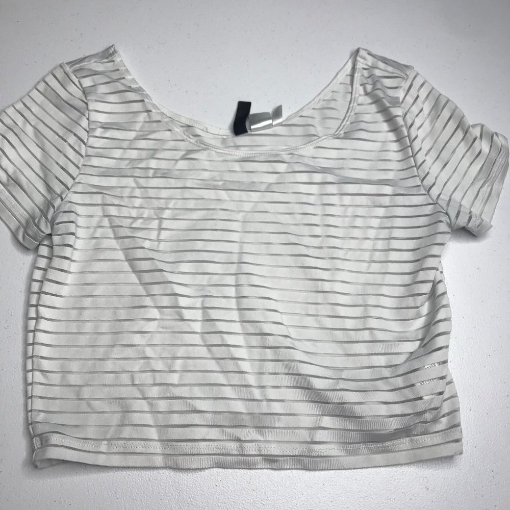 Divided H&M white semi sheer cropped top size M